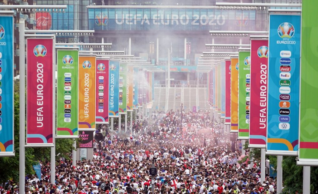 Fans along Wembley Way before Euro 2020 final between England and Italy on July 11